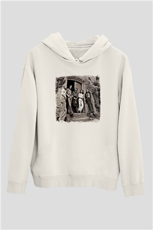 Genesis Baskılı Unisex Beyaz Hoodie