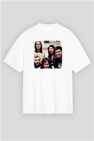 Genesis Baskılı Unisex Beyaz Oversize Tişört