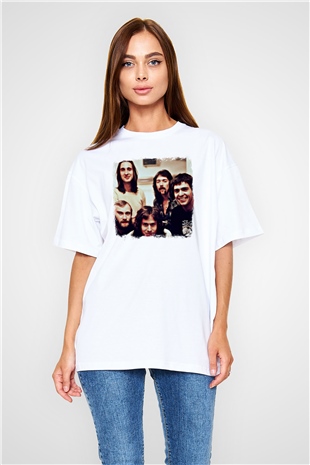 Genesis Baskılı Unisex Beyaz Oversize Tişört