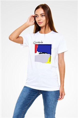 Genesis Baskılı Unisex Beyaz Tişört