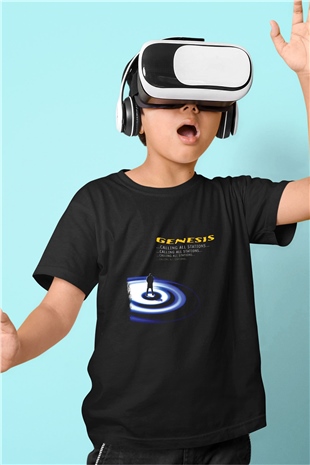 Genesis Baskılı Unisex Siyah Çocuk Tişört
