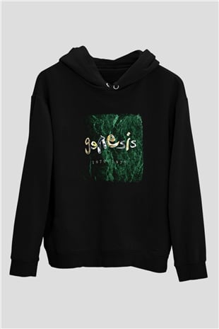 Genesis Baskılı Unisex Siyah Hoodie