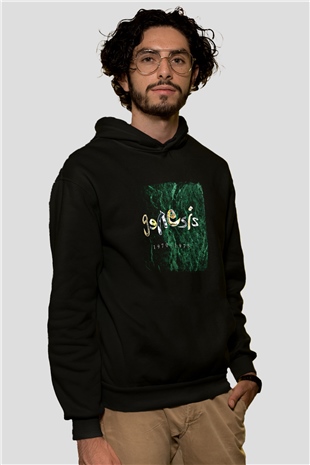 Genesis Baskılı Unisex Siyah Hoodie