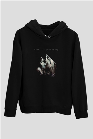 Genesis Baskılı Unisex Siyah Hoodie