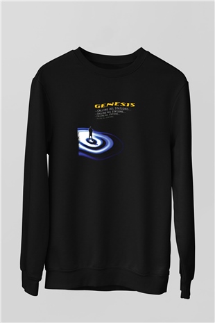 Genesis Baskılı Unisex Siyah Sweatshirt
