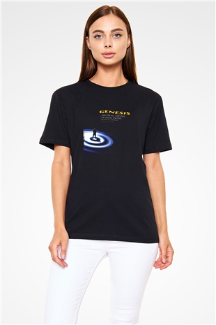 Genesis Baskılı Unisex Siyah Tişört