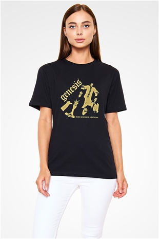 Genesis Baskılı Unisex Siyah Tişört