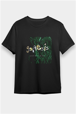 Genesis Baskılı Unisex Siyah Tişört