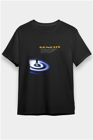 Genesis Baskılı Unisex Siyah Tişört