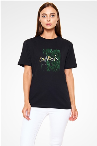 Genesis Baskılı Unisex Siyah Tişört