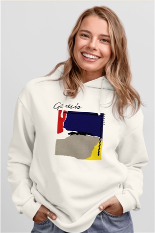 Genesis Beyaz Unisex Kapşonlu Sweatshirt