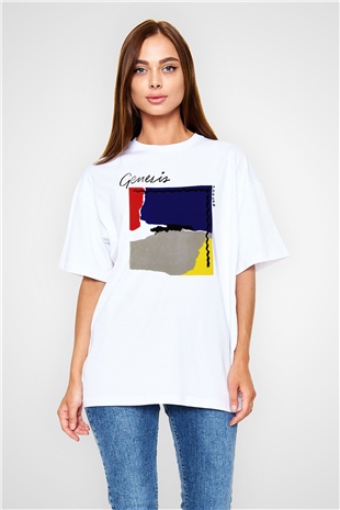 Genesis Beyaz Unisex Oversize Tişört T-Shirt