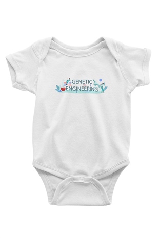 Genetik Mühendisliği Baskılı Unisex Beyaz Bebek Body - Zıbın