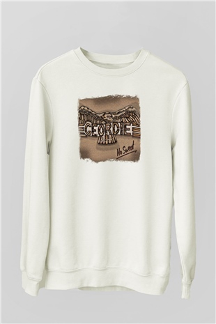 Geordie Baskılı Unisex Beyaz Sweatshirt