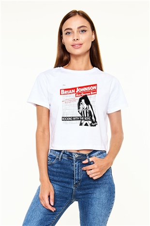 Geordie Beyaz Croptop Tişört