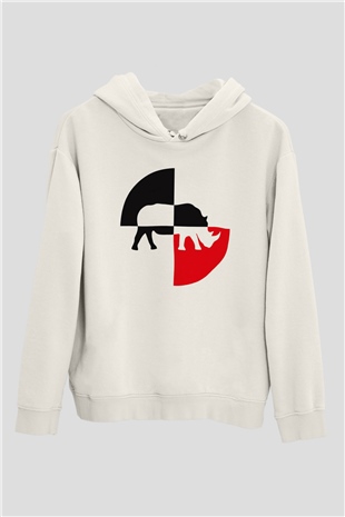 Gergedan Beyaz Unisex Kapşonlu Sweatshirt