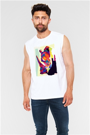 Gergedan Beyaz Unisex Kolsuz Tişört