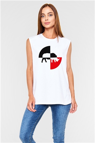 Gergedan Beyaz Unisex Kolsuz Tişört