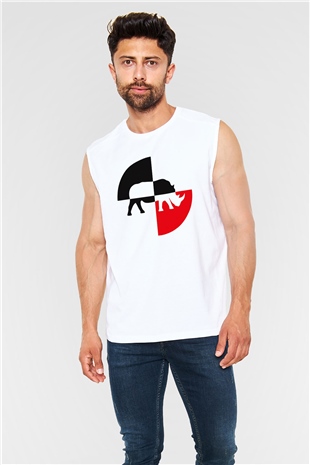 Gergedan Beyaz Unisex Kolsuz Tişört