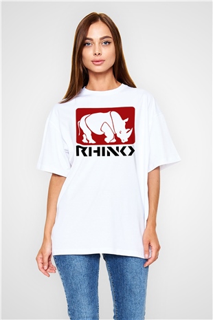 Gergedan Beyaz Unisex Oversize Tişört T-Shirt