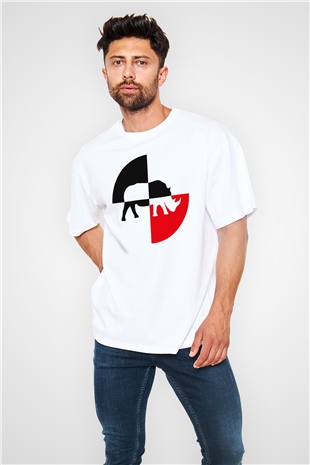 Gergedan Beyaz Unisex Oversize Tişört T-Shirt