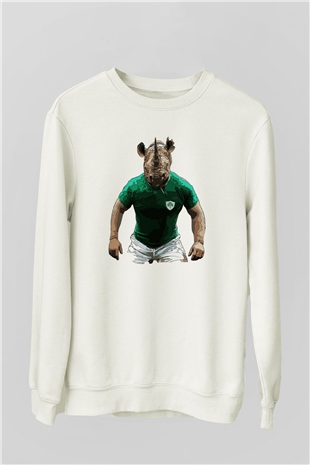 Gergedan Beyaz Unisex Sweatshirt