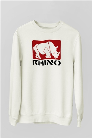 Gergedan Beyaz Unisex Sweatshirt
