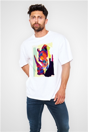 Gergedan Beyaz Oversize Tişört Oversize T-shirt - TişörtFabrikası