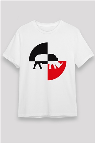 Gergedan Beyaz Unisex Tişört T-Shirt - TişörtFabrikası