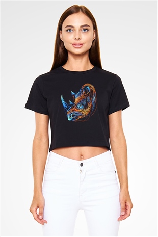 Gergedan Siyah  Crop Top Tişört