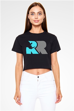 Gergedan Siyah Crop Top Tişört
