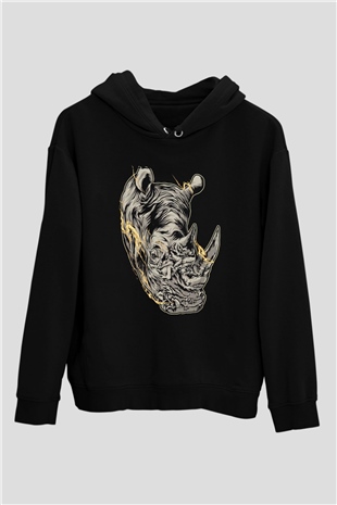Gergedan Siyah Unisex Hoodie