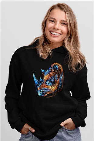 Gergedan Siyah Unisex Hoodie