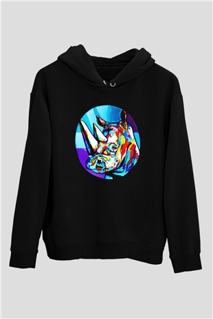 Gergedan Siyah Unisex Hoodie