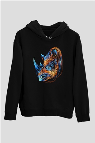 Gergedan Siyah Unisex Hoodie