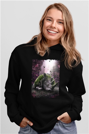 Gergedan Siyah Unisex Hoodie