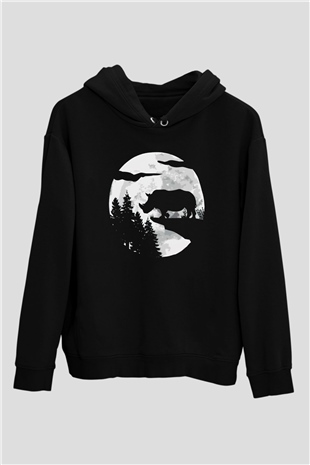 Gergedan Siyah Unisex Hoodie