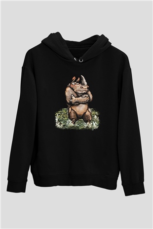 Gergedan Siyah Unisex Hoodie