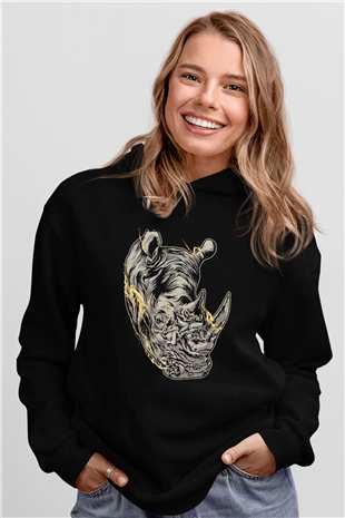 Gergedan Siyah Unisex Hoodie