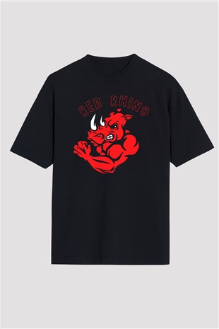 Gergedan Siyah Unisex Oversize Tişört T-Shirt