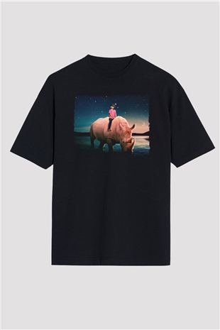 Gergedan Siyah Oversize Tişört Oversize T-shirt - TişörtFabrikası