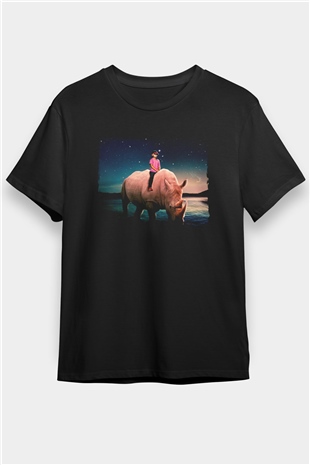 Gergedan Siyah Unisex Tişört T-Shirt - TişörtFabrikası
