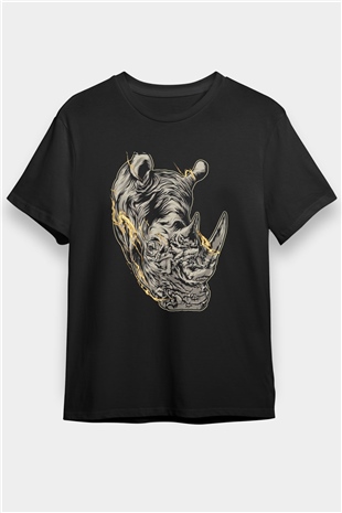 Gergedan Siyah Unisex Tişört T-Shirt - TişörtFabrikası