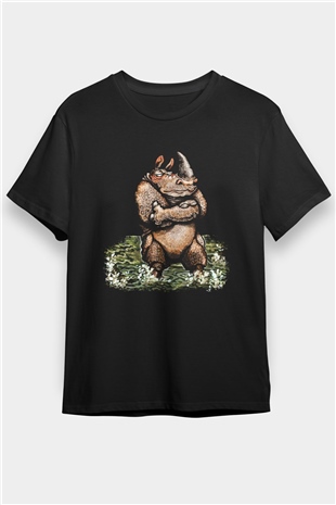 Gergedan Siyah Unisex Tişört T-Shirt - TişörtFabrikası