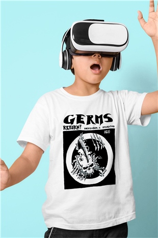 Germs Baskılı Beyaz Unisex Çocuk Tişört