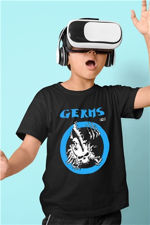 Germs Baskılı Siyah Unisex Çocuk Tişört