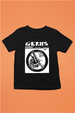 Germs Baskılı Siyah Unisex Çocuk Tişört