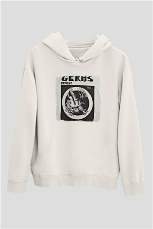 Germs Baskılı Unisex Beyaz Hoodie