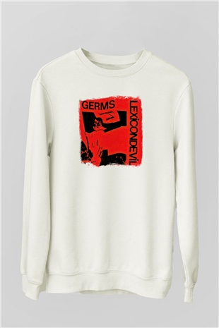 Germs Baskılı Unisex Beyaz Sweatshirt