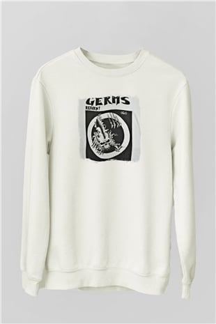 Germs Baskılı Unisex Beyaz Sweatshirt